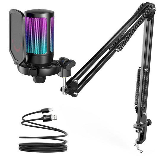 FIFINE A6T USB Gaming Microphone Kit for PC,PS4/5, Podcast Condenser Mic with Boom Arm, Pop Filter, Mute Button for Streaming Discord Twitch Podcasts Videos, Dealsforyoudays