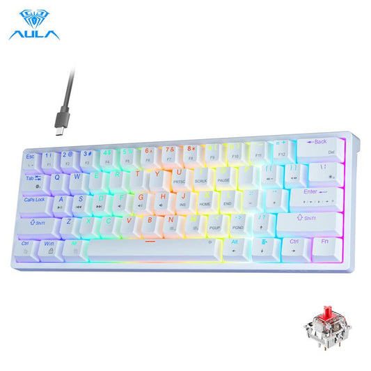 AULA F3261 60 Percent Wired Mechanical Gaming Keyboard White Keyboard 29 RGB Backlight Hot Swappable Plug Red Axis Mini Compact Birthday Gift Rainbow Backlight Cheap Keyboard Lighting Keyboard Computer Accessories Dealsforyoudays Fallfreshness