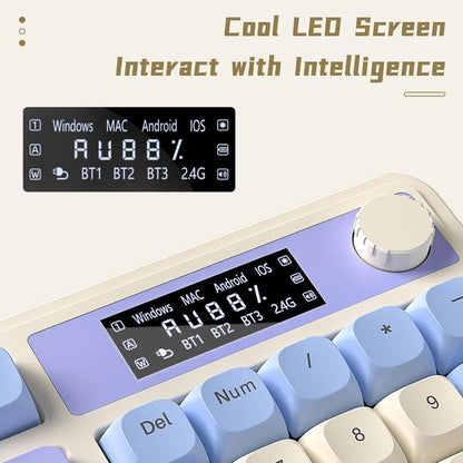 <NEW>AULA S99 Pro Keyboard, Tri-Mode Bluetooth/2.4Ghz/Usb-C Cute Creamy Gaming Keyboard with Number Pad RGB Backlit, Media Knob Custom Mechanical Feel Computer Keyboard for MAC Xbox PC Gamer S99 Keyboard Fixed Keycaps & Switches (Non-Replaceable)