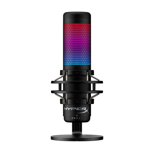 Hyperx Quadcast S USB Microphone with RGB Lighting Anti-Vibration Shock Mount Tap-To-Mute Sensor & Customizable via Hyperx NGENUITY Software