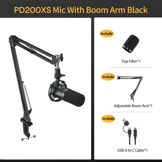 Maono PD200X Dynamic RGB Gaming Microphone with USB & XLR Cable Connectivity, Mute Button, Noise Reduction, Zero Latency, Widely Compatible with Computers, PC, Mac, Android /Ios Smartphone, Audio Mixer, Friendly for Singing, Gaming, Podcasting, Recording.