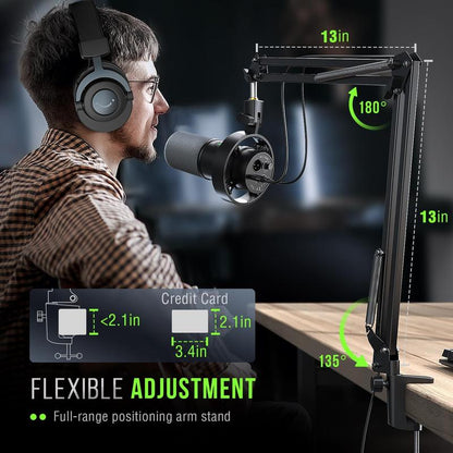 FIFINE K688NEO USB/XLR Dynamic Podcast Microphone – Pro Mic Kit with Adjustable Boom Arm, Mute & Monitor for Streaming, Gaming, Vocal & Music Recording Audio, for PC Smartphone Mixer