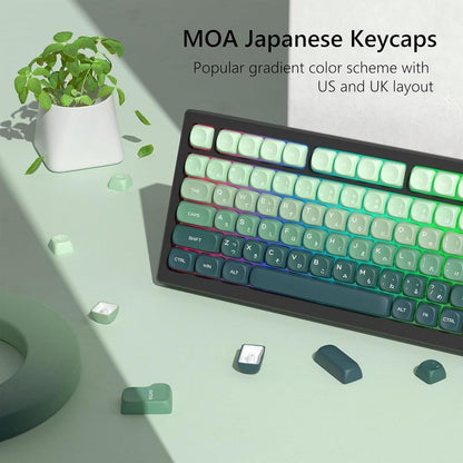 MOA Keycaps , PBT Keycaps 60 75 100 Percent,Cute Dye-Sublimation 134 Custom Keyboard Key Cap for Cherry Gateron MX Switches Mechanical Keyboards, Gradient Green