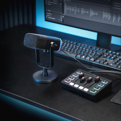 FIFINE Gaming Streaming Bundle, AM8 Dynamic XLR/USB Gaming Mic Set with SC3 Streaming Audio Mixer for Podcast Recording, Video, Vocal, Content Creators, Gamer Microphone Set with Volume Fader/Xlr Interface for PC / Smartphone
