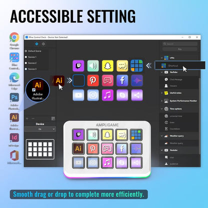 FIFINE Ampligame LCD Keyboard with 15 Shortcuts for OBS Streaming Studio with Macro Keys, Trigger Actions, PC Media RGB Gaming Controller Deck for Content Creation/Office Work-D6