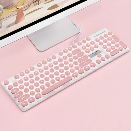 Glowing Keyboard, Wired Gaming Keyboard, round Keycap Keyboard with Backlight, Gaming Keyboard for Office & Home