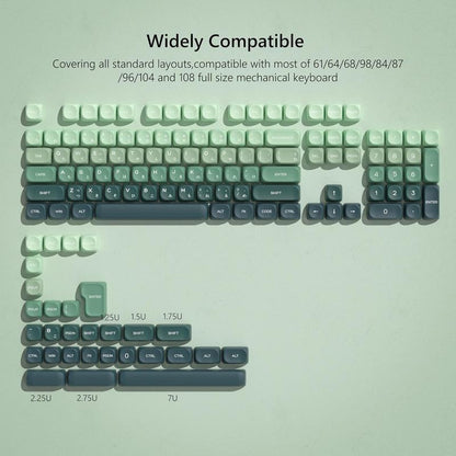 MOA Keycaps , PBT Keycaps 60 75 100 Percent,Cute Dye-Sublimation 134 Custom Keyboard Key Cap for Cherry Gateron MX Switches Mechanical Keyboards, Gradient Green