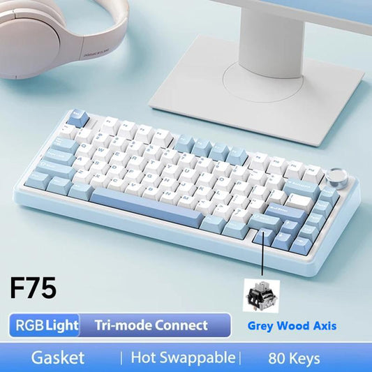 AULA F75 Wireless Keyboard Mechanical, USB Rechargeable Keyboard, Durable 3 Mode Keyboard Gaming Keyboard, RGB Gasket Wireless Keyboard, Office Customized 75% Layout Gamer Keyboard, Gaming Room Supplies Silent Keyboards