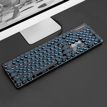 Glowing Keyboard, Wired Gaming Keyboard, round Keycap Keyboard with Backlight, Gaming Keyboard for Office & Home