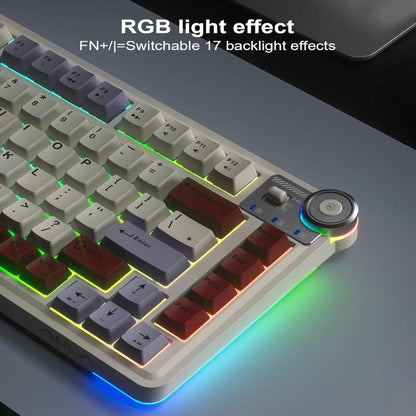 Aula F75 Keys Keyboard, Hot Swappable Custom Mechanical Gaming Keyboard, Tri-Mode Bt5.0/2.4Ghz/Usb-C Creamy Keyboard with RGB Backlit PBT Keycap Functional Knob for Win Mac PC Gamer Halloween Gift