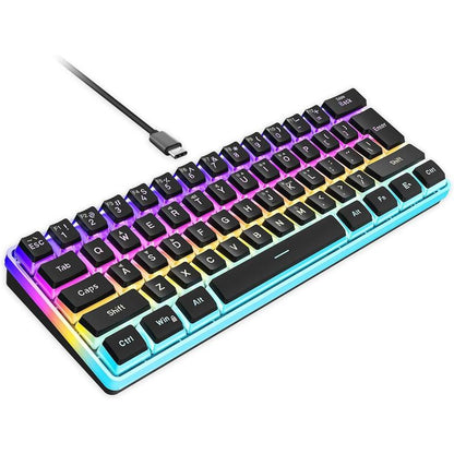 Snpurdiri 60% Wired Gaming Keyboard, 61 Keys RGB Backlit Wrist Rest Ultra-Compact Mini Waterproof Keyboard for PC Computer Gamer (White)